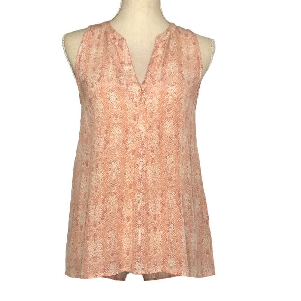 Joie 100% Silk Sleeveless Blouse Snakeskin Print Peach Size Small